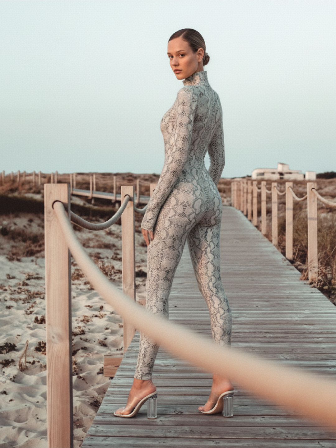 Python Long Sleeve Turtleneck Zip Up Full Bodysuit Total Zipper