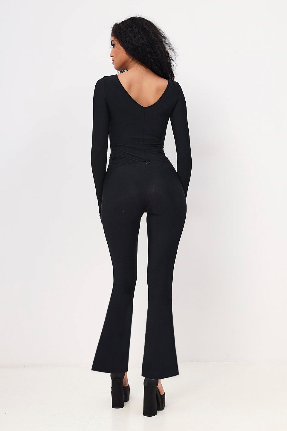 Bootcut Jumpsuit Ribbed Black