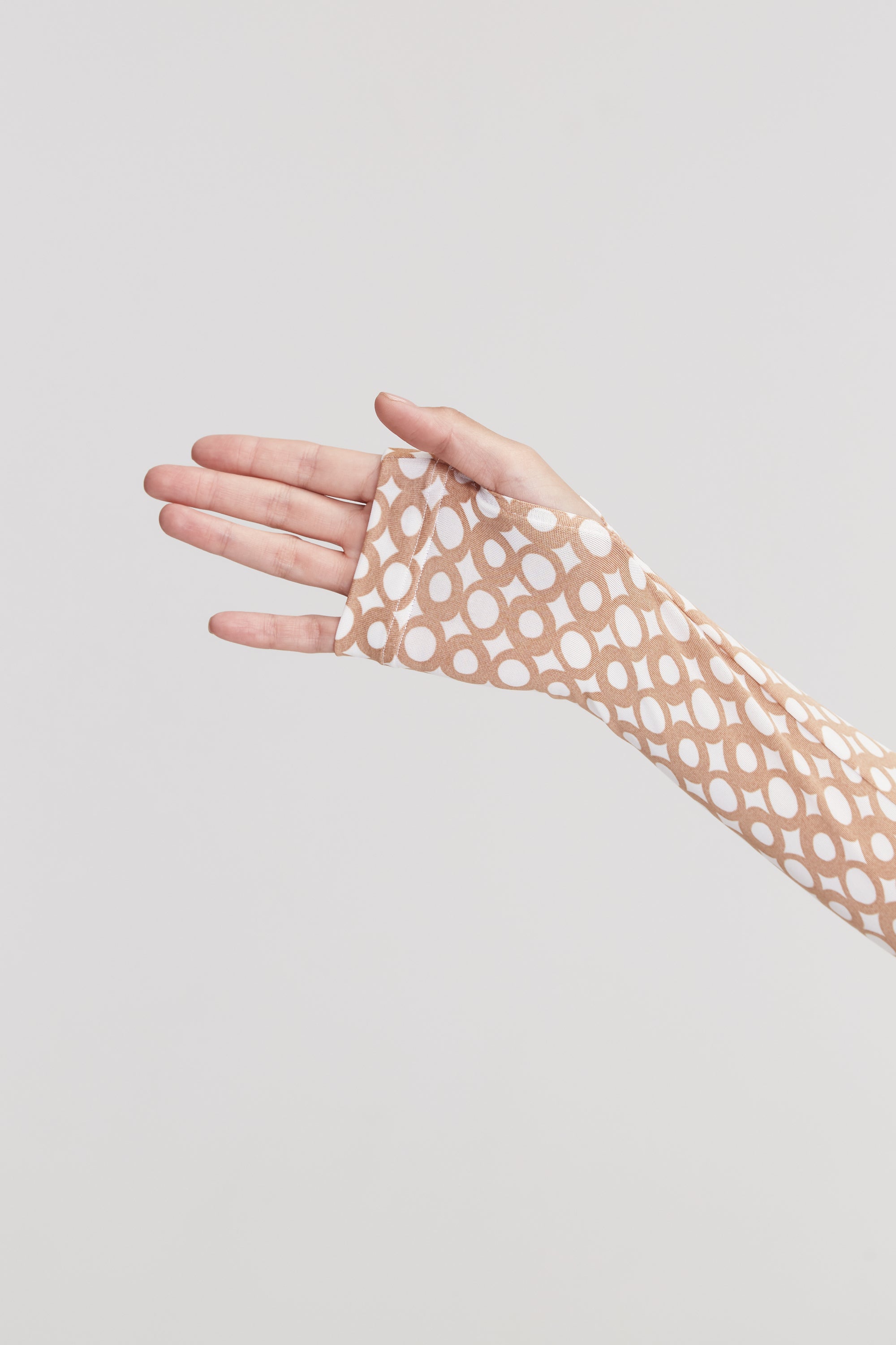 Set Beige Long Sleeve Turtleneck Full Bodysuit & Beige Teeny-Tiny Skirt