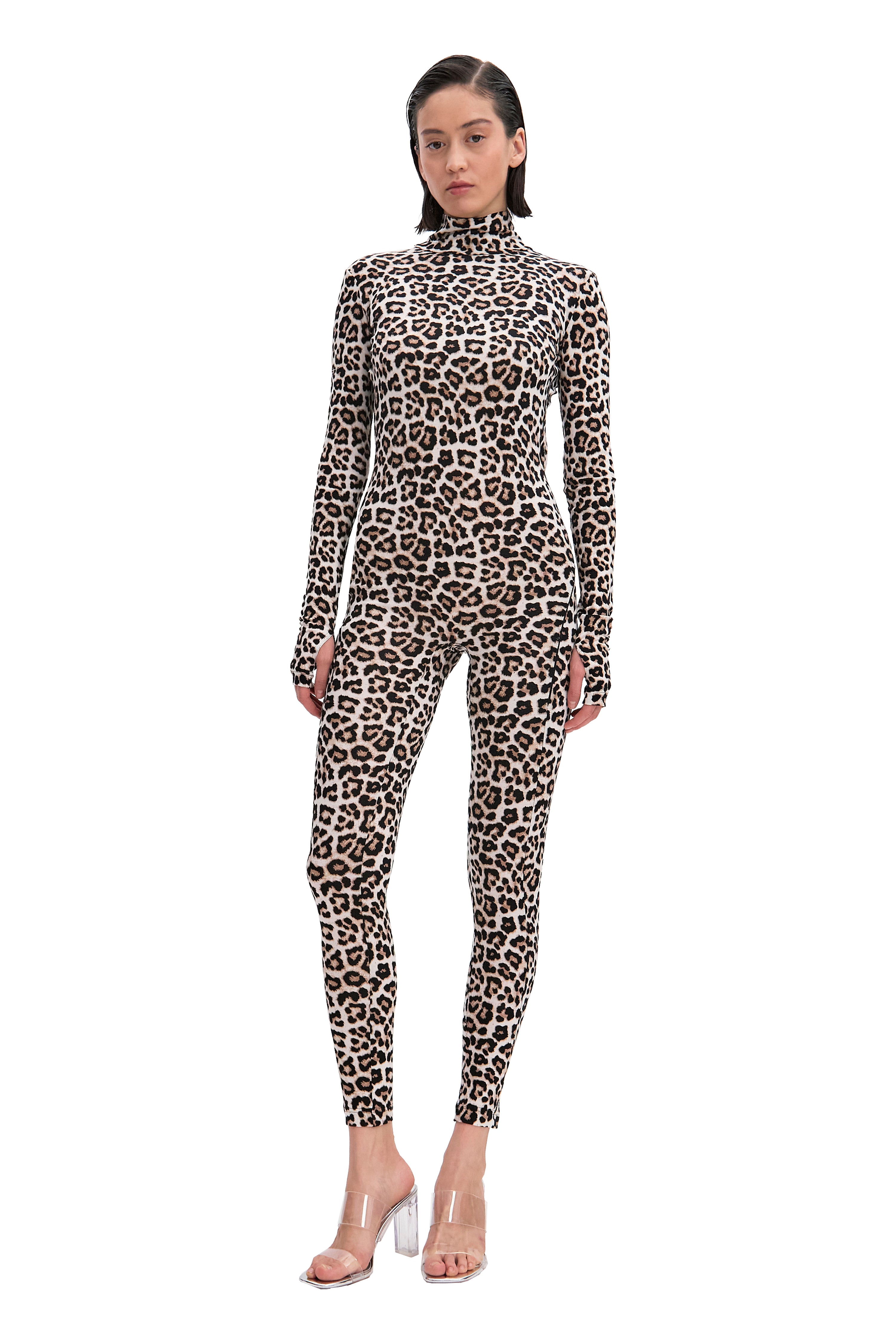 Backless Long Sleeve Turtleneck Bodysuit Cosmic Chic White Leo