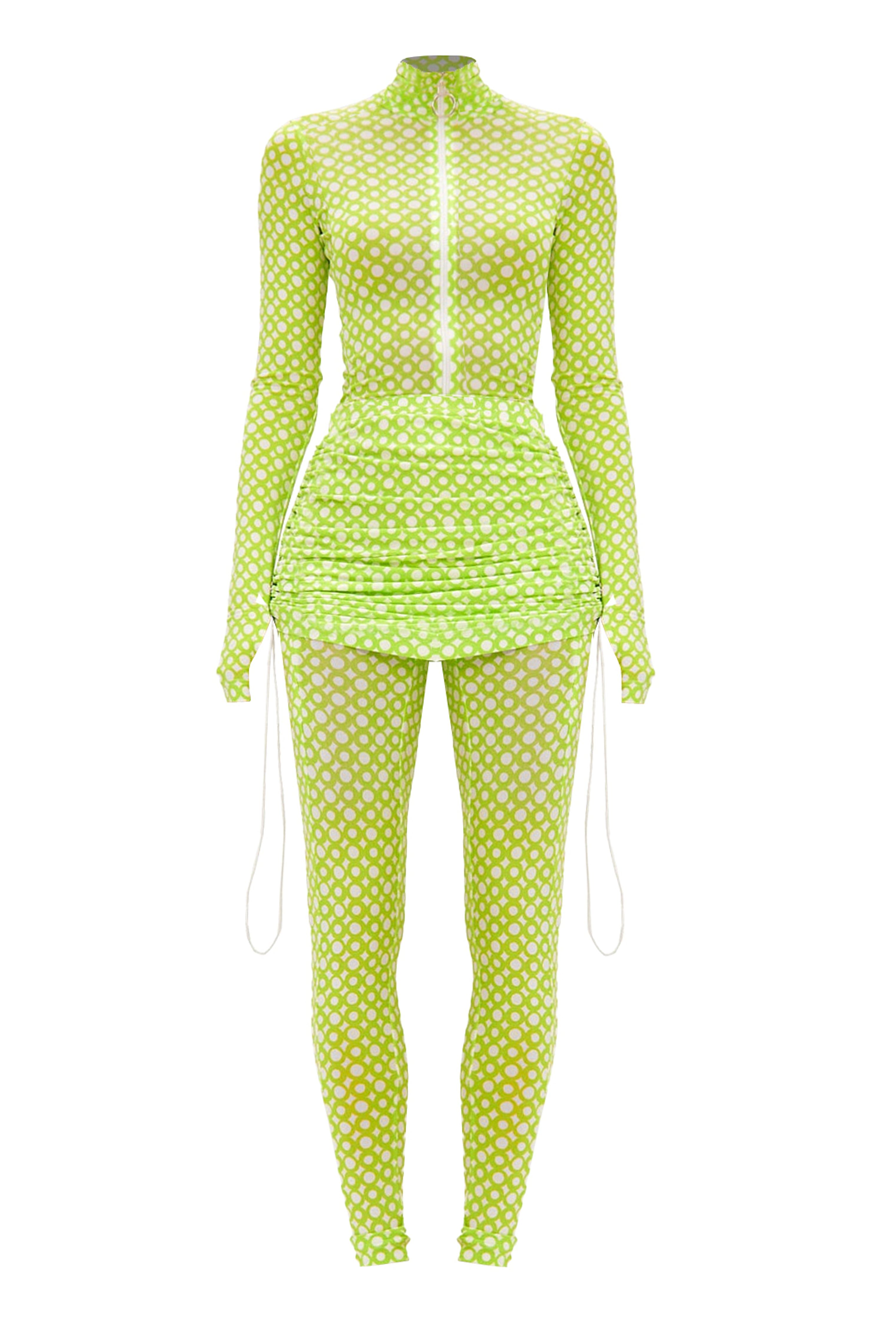 Set Lime Long Sleeve Turtleneck Full Bodysuit & Lime Teeny-Tiny Skirt