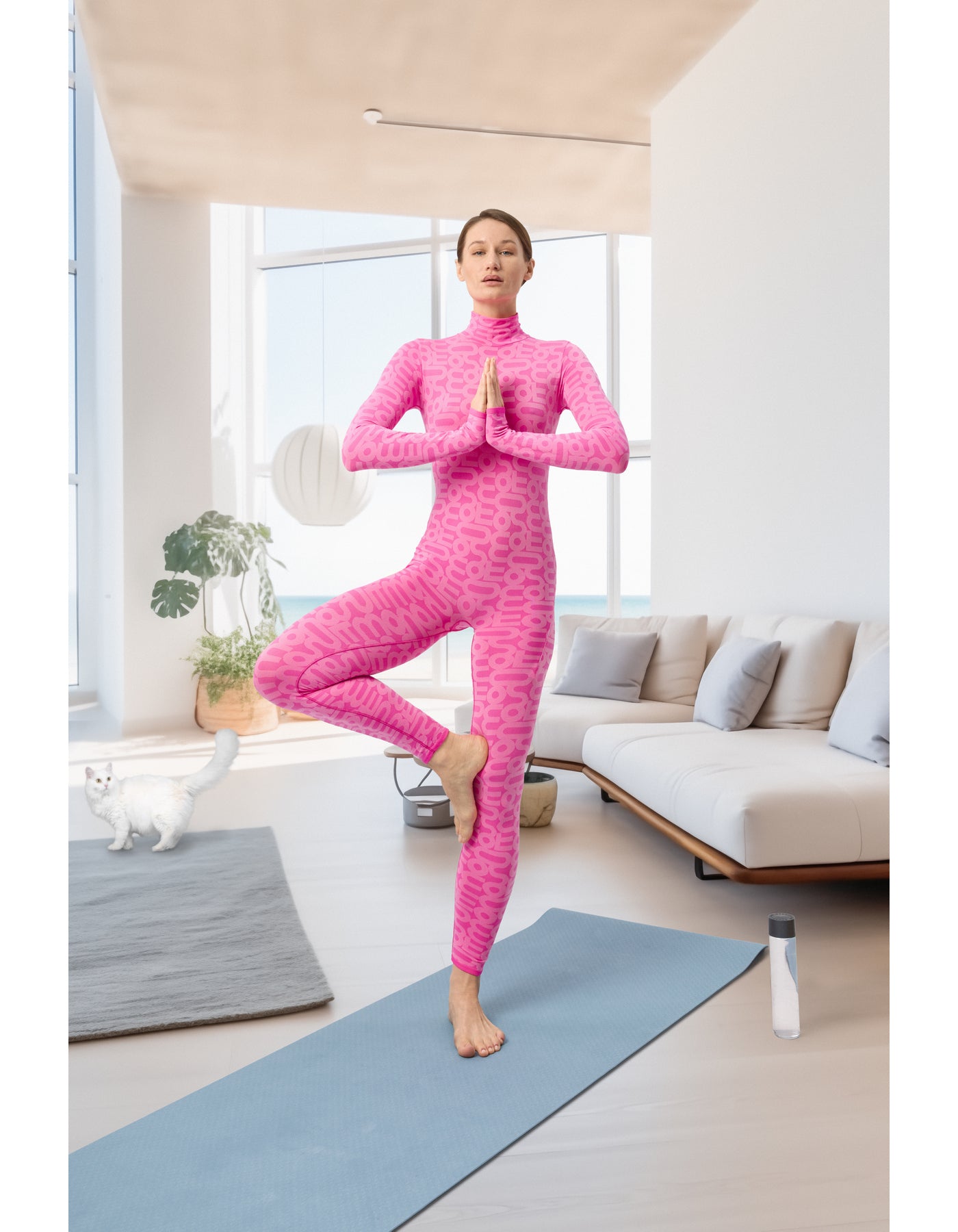 Pink Seamless Turtleneck Long Sleeve Full ECO Bodysuit