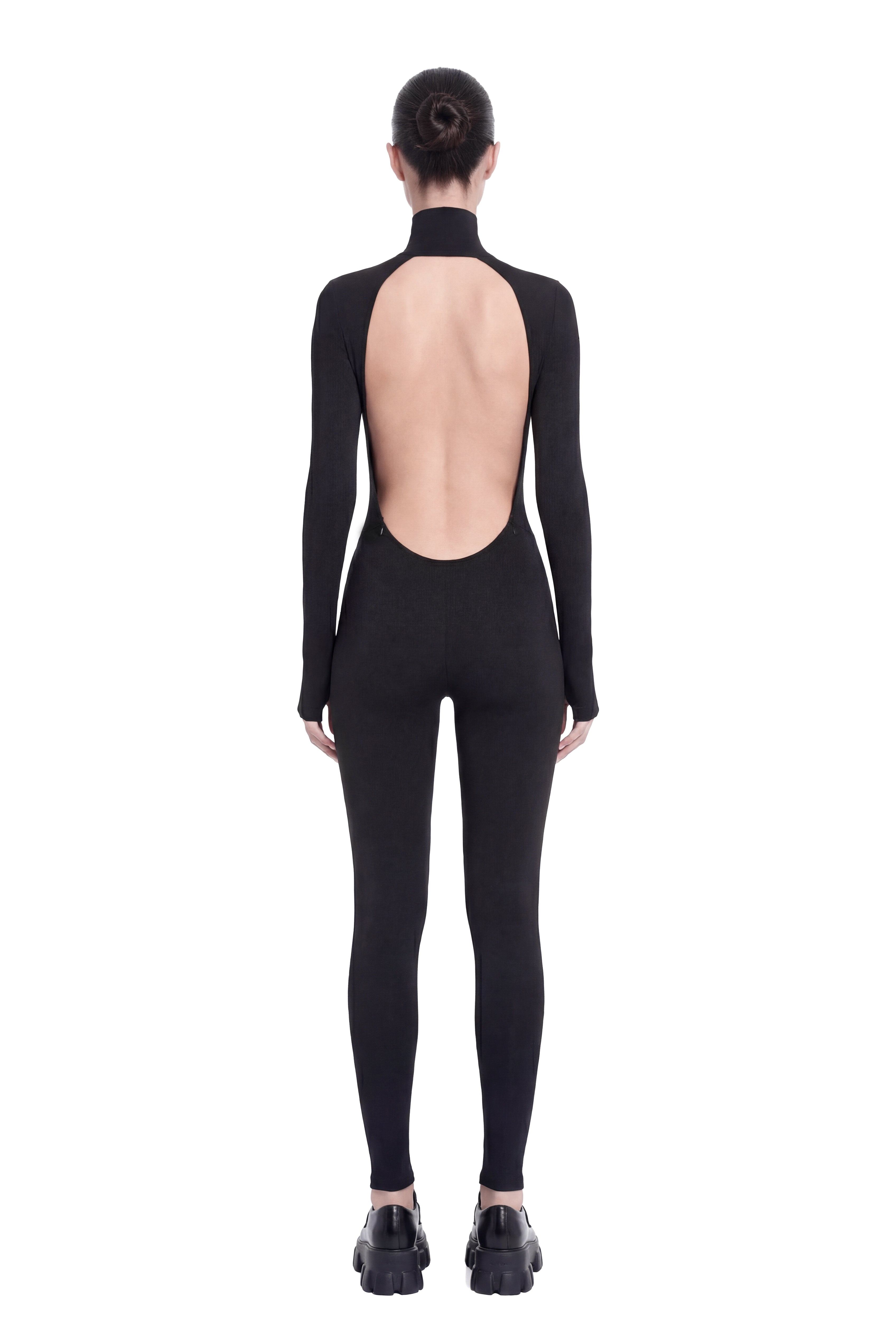 Backless Long Sleeve Turtleneck Bodysuit Cosmic Chic Black