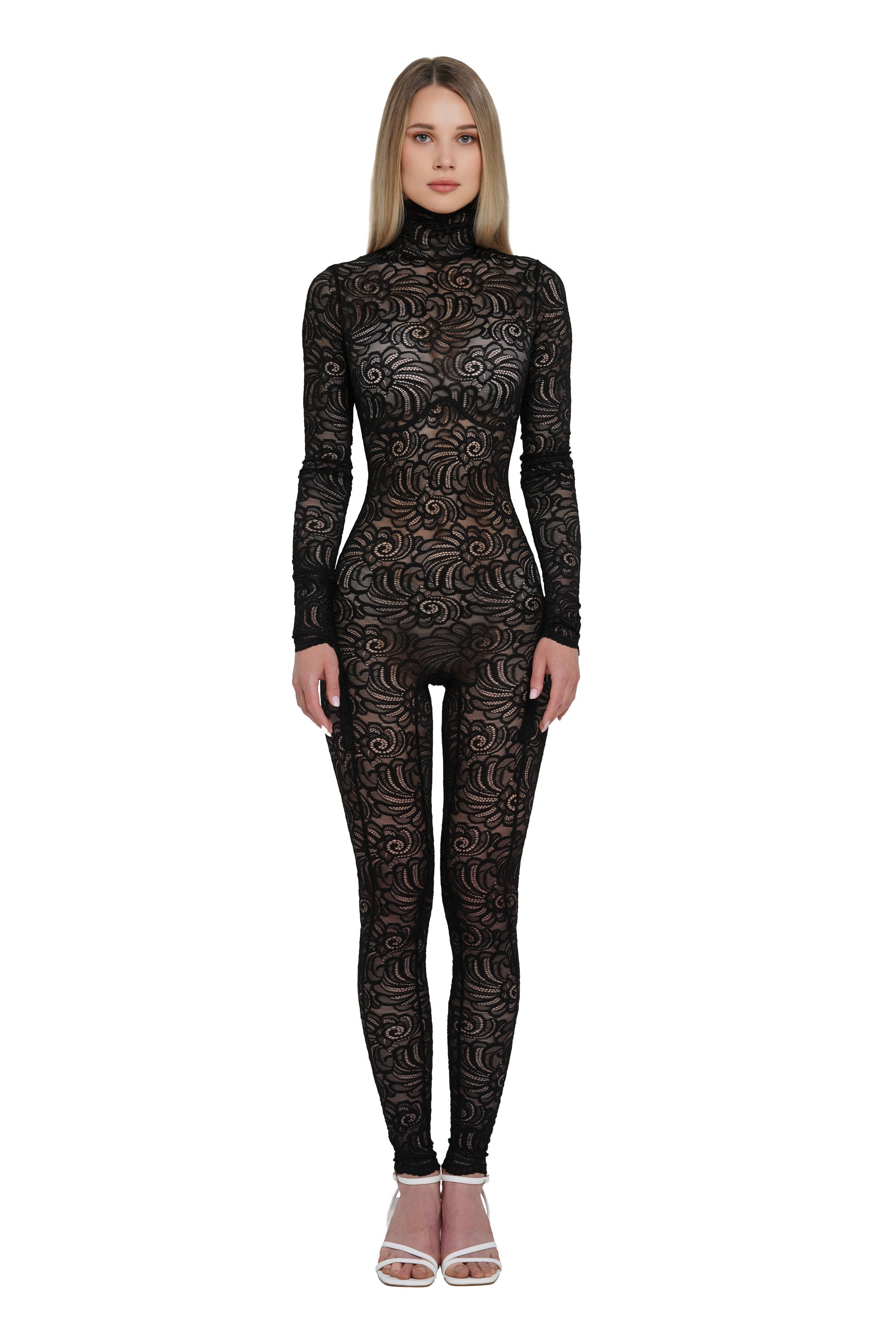 Black Lace Bodysuit Long Sleeve FLEXY – MONOSUIT
