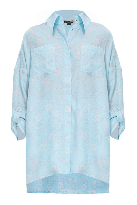 BLOUSE BOYFRIEND blue - S-M / Blue - TOP