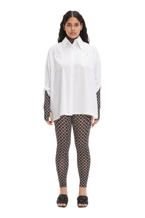 BLOUSE BOYFRIEND white - S-M / White - TOP