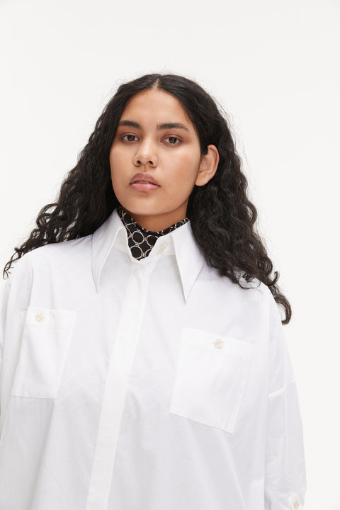 BLOUSE BOYFRIEND white - S-M / White - TOP