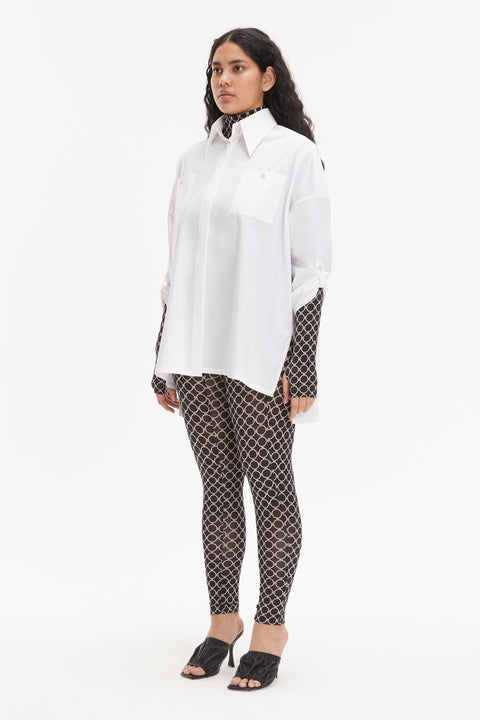 BLOUSE BOYFRIEND white - S-M / White - TOP