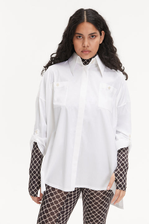 BLOUSE BOYFRIEND white - S-M / White - TOP