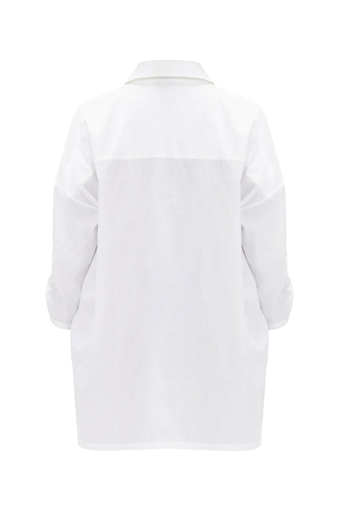BLOUSE BOYFRIEND white - S-M / White - TOP