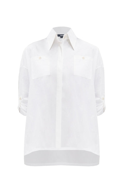 BLOUSE BOYFRIEND white - S-M / White - TOP