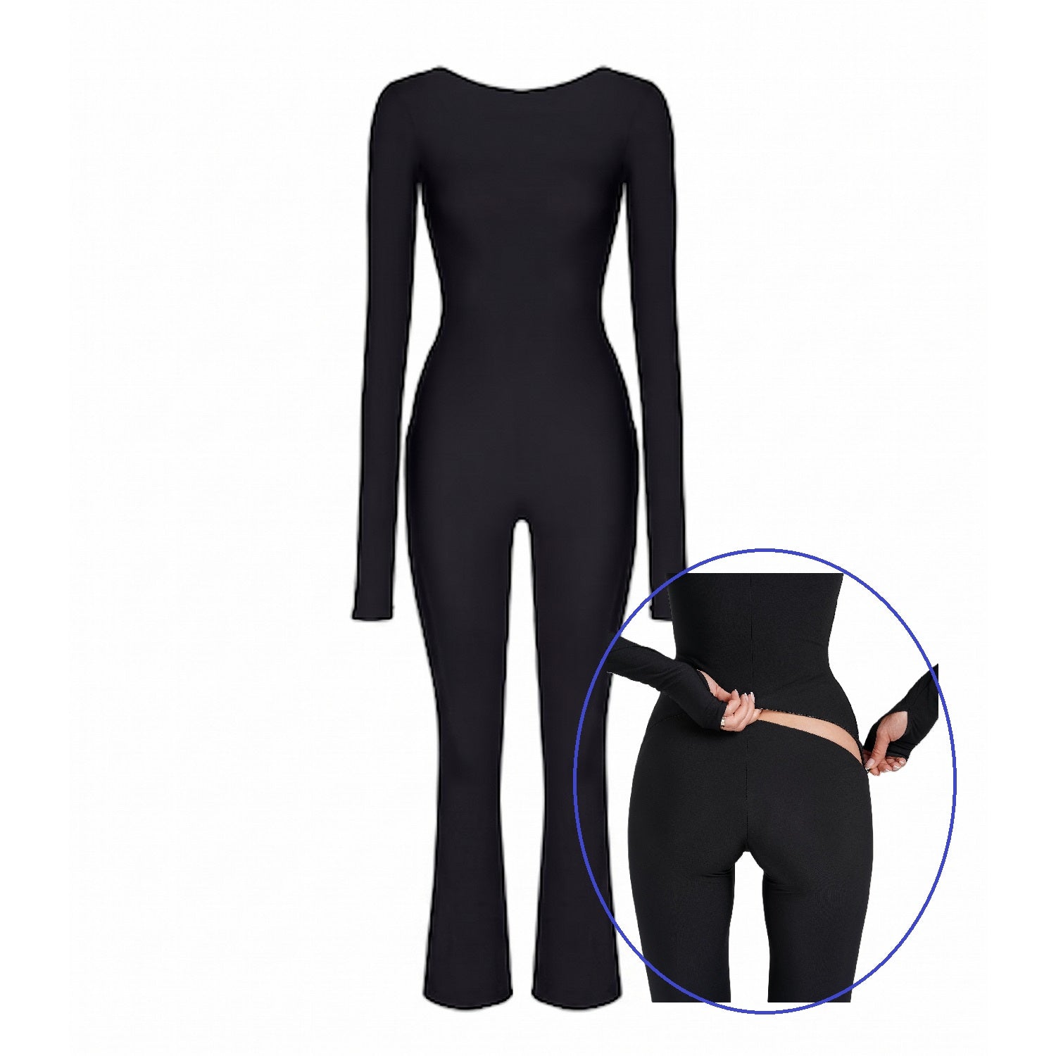 Bootcut Jumpsuit Ribbed Black