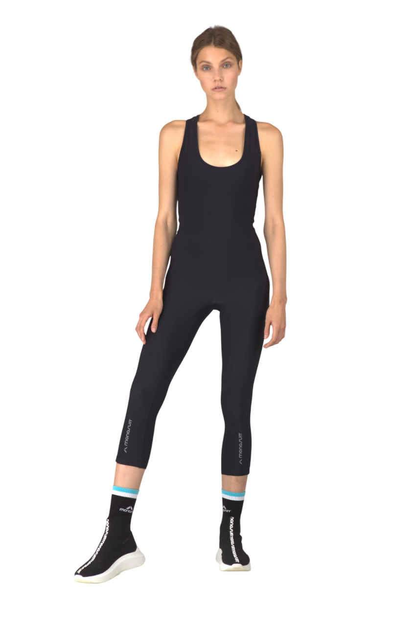 Black Racerback Sleeveless Workout Bodysuit