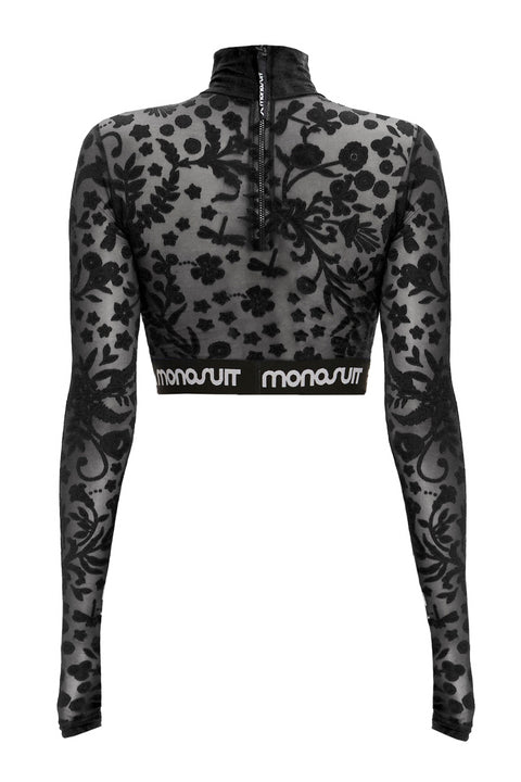 CROPTOP FLORA black - TOP