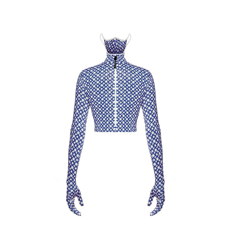 CROPTOP MASK RING blue - TOP