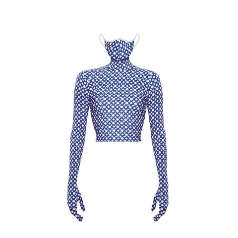 CROPTOP MASK RING blue - TOP