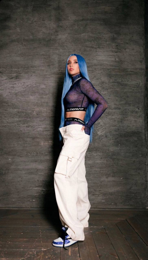 CROPTOP MESH violet - TOP