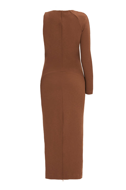 DRESS ASYMMETRIC brown - DRESS