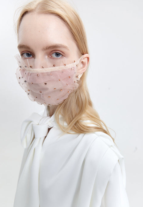 FACE MASK FRILL light pink - ONE SIZE / Light pink -