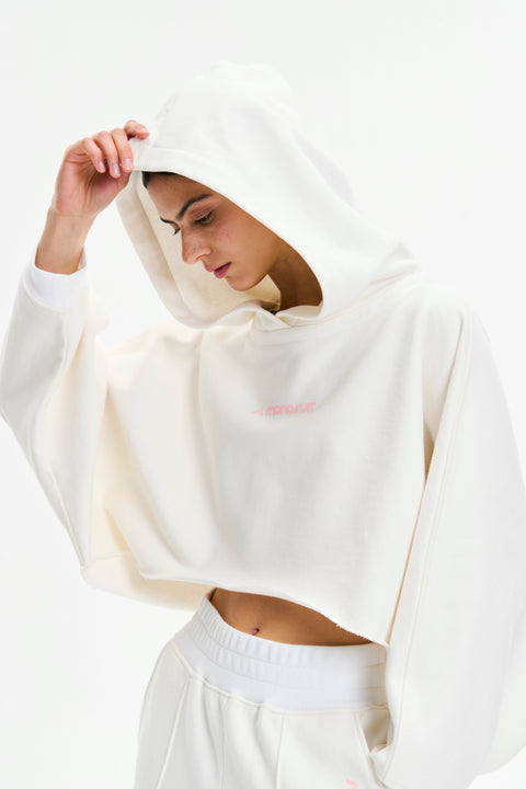 HOODIE LOGO white - TOP