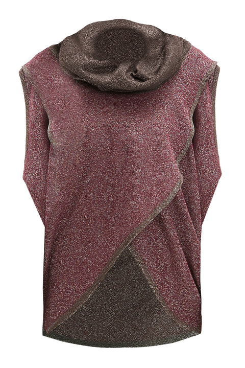 JACKET MATRIX LUREX DOUBLE-SIDED aubergine/brown - ONE SIZE