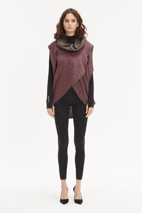 JACKET MATRIX LUREX DOUBLE-SIDED aubergine/brown - ONE SIZE
