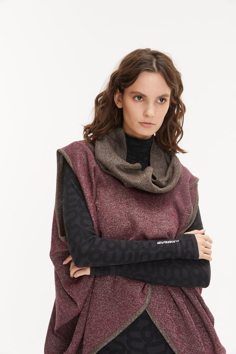 JACKET MATRIX LUREX DOUBLE-SIDED aubergine/brown - ONE SIZE