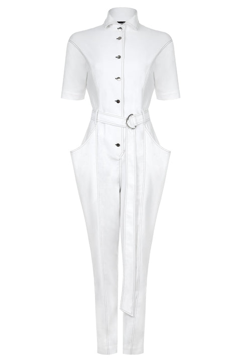 JUMPSUIT KIOTO SHORT SLEEVES white - MONOSUIT
