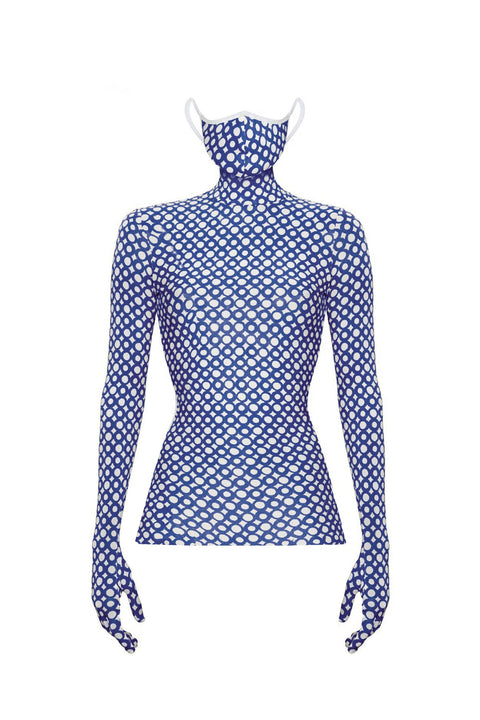 LONGSLEEVE MASK RING blue - TOP