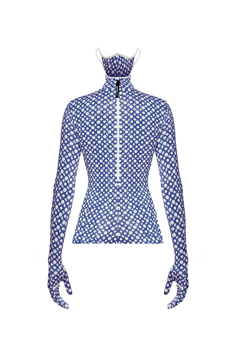 LONGSLEEVE MASK RING blue - TOP
