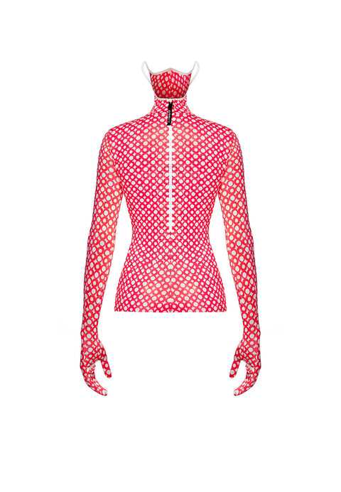 LONGSLEEVE MASK RING red - TOP
