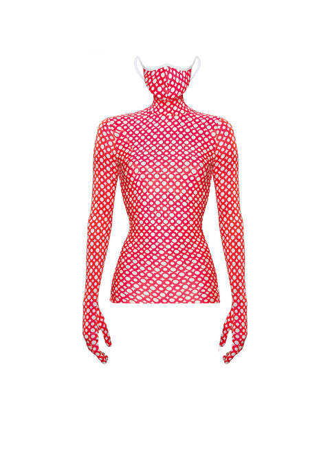 LONGSLEEVE MASK RING red - TOP