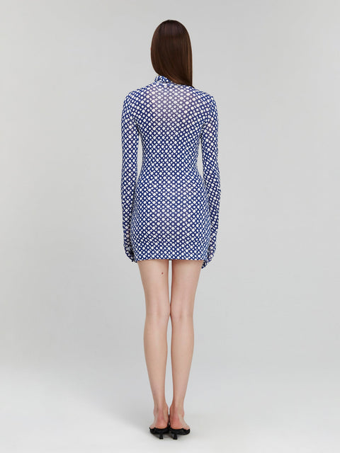 MONOSKIN DRESS-LONGSLEEVE GLOVES MINI blue - DRESS