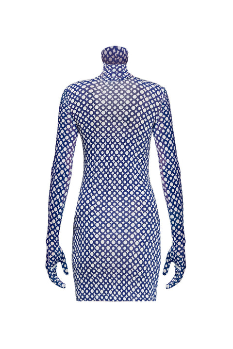 MONOSKIN DRESS-LONGSLEEVE GLOVES MINI blue - DRESS