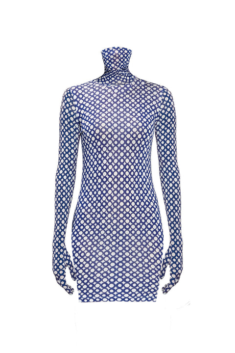 MONOSKIN DRESS-LONGSLEEVE GLOVES MINI blue - DRESS