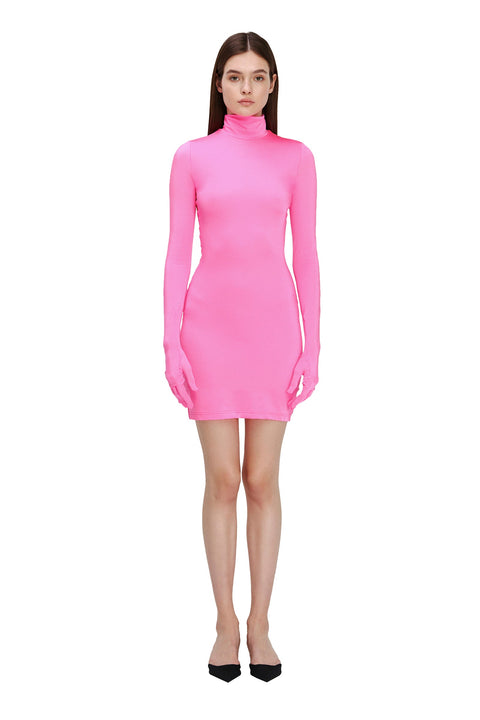 MONOSKIN DRESS-LONGSLEEVE GLOVES MINI pink N5 - DRESS