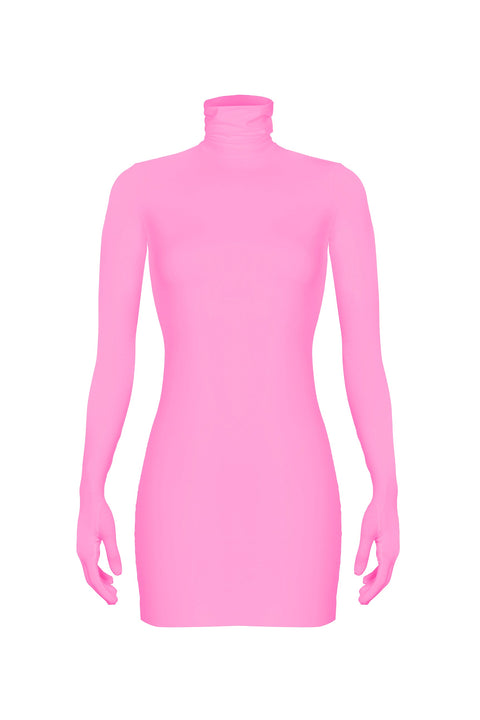 MONOSKIN DRESS-LONGSLEEVE GLOVES MINI pink N5 - DRESS