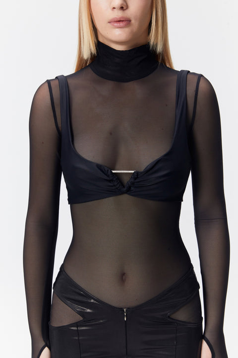 Black Mesh Bodysuit Monoskin Total