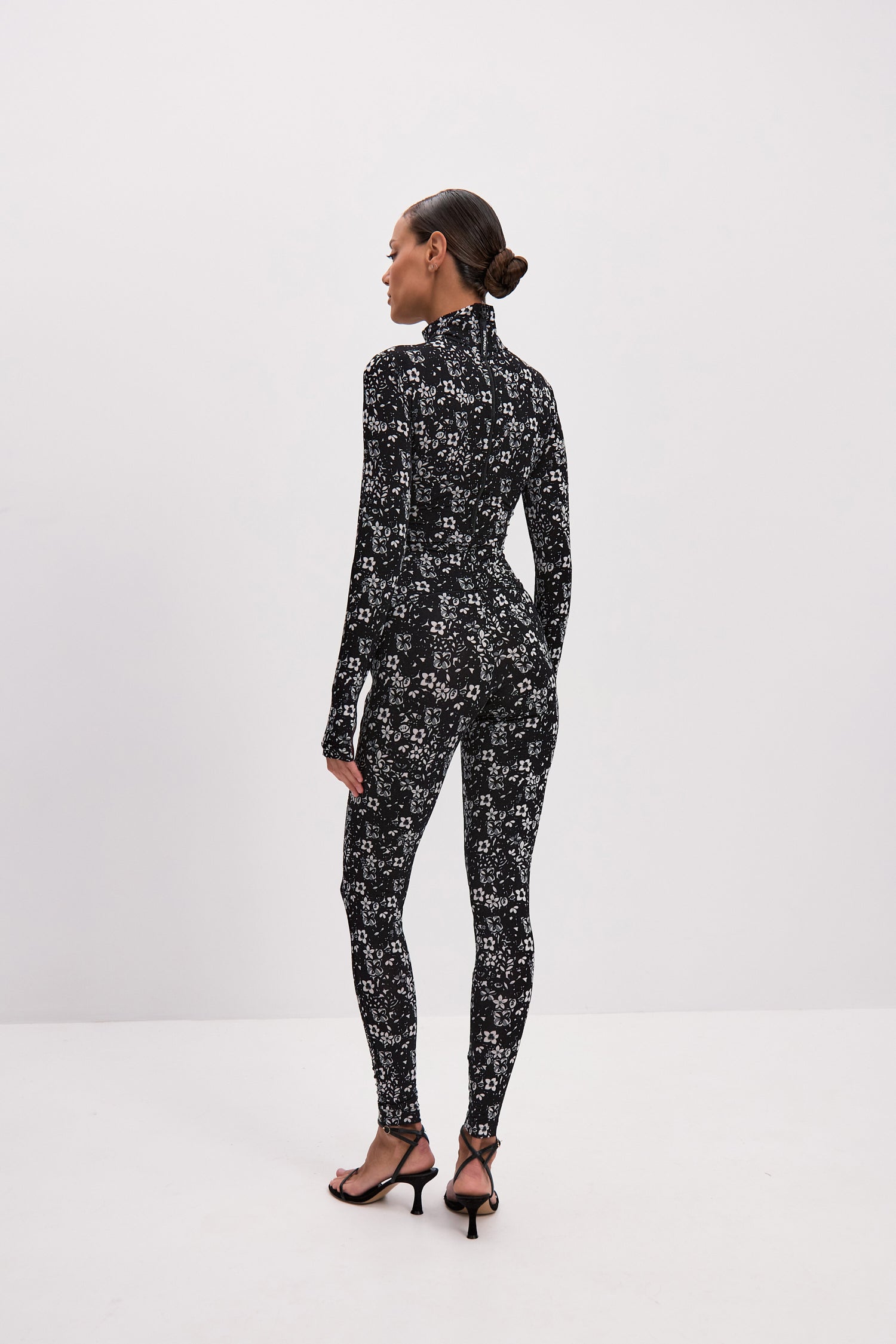 Noir Blossom Long Sleeve High Neck Full Bodysuit Total