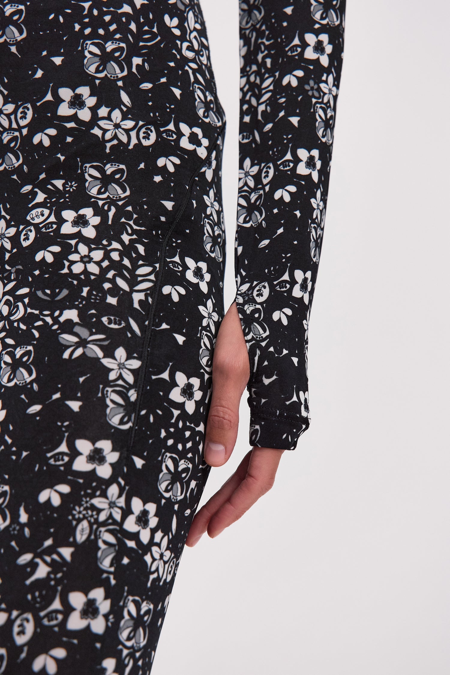 Noir Blossom Long Sleeve High Neck Full Bodysuit Total