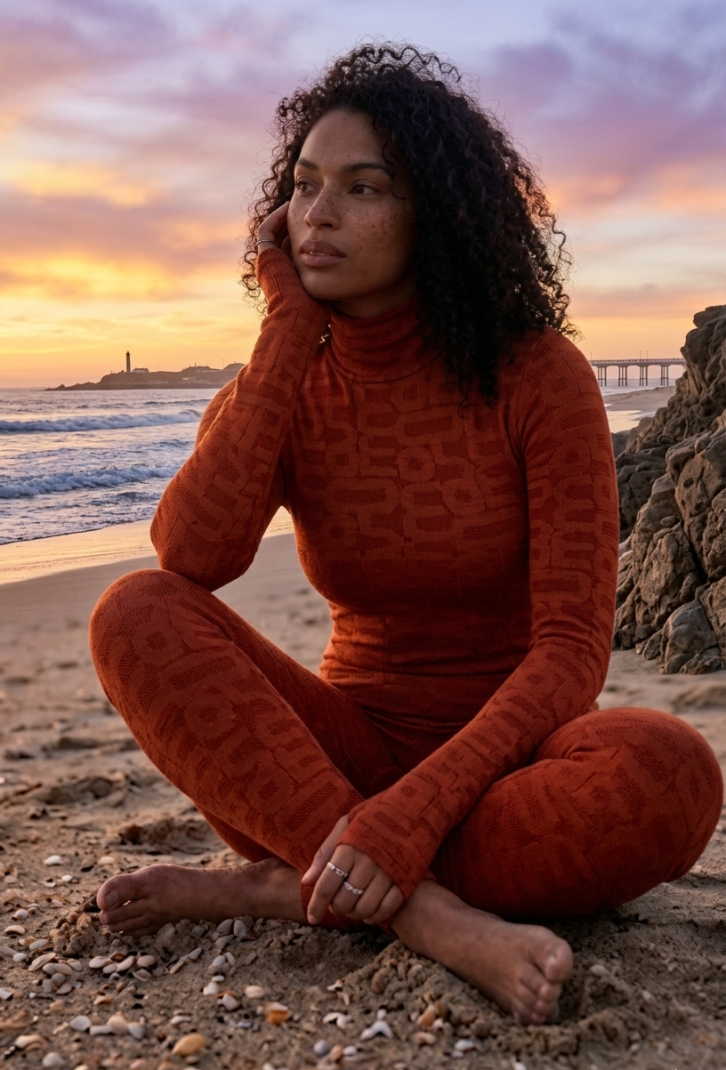 Orange Turtleneck Long Sleeve Full ECO Bodysuit