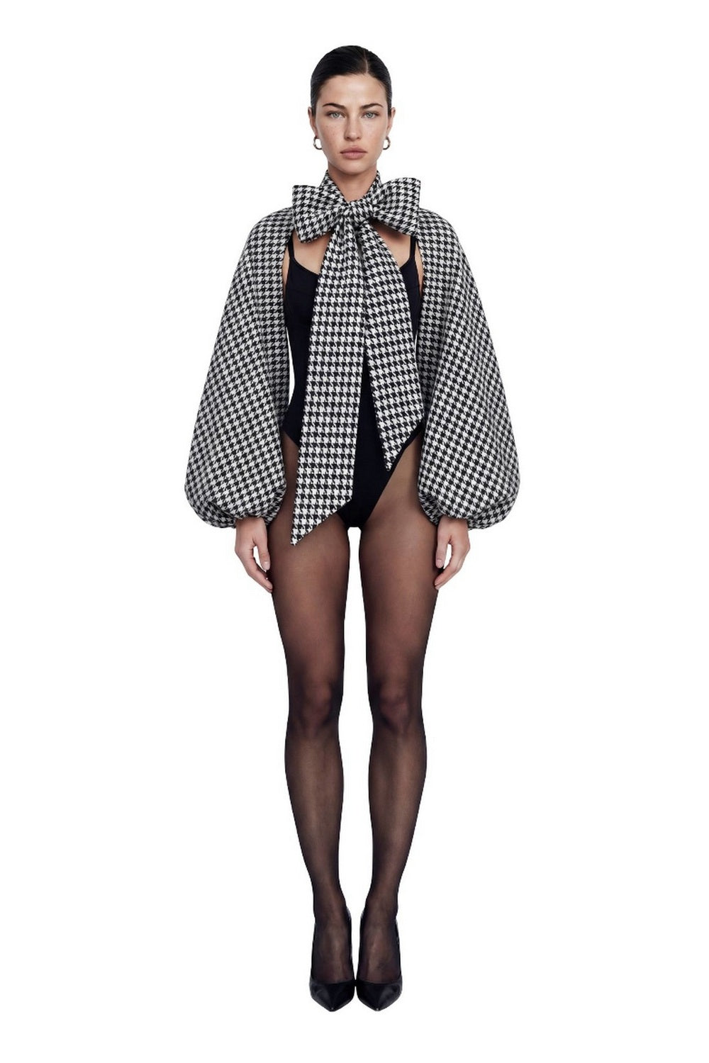 Black and White Stylish Herringbone Pattern Bolero Sleeves – MONOSUIT