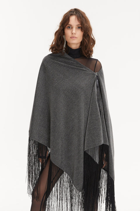 PONCHO-SKIRT grey lurex - S-L / Grey - TOP