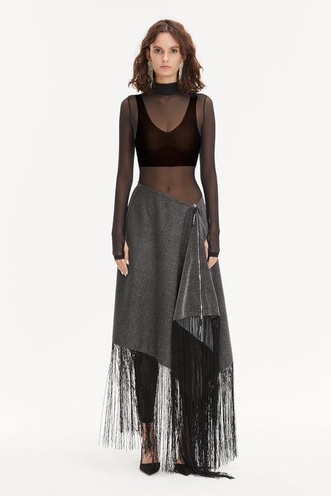 PONCHO-SKIRT grey lurex - S-L / Grey - TOP