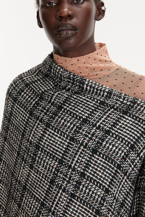 PONCHO-SKIRT WING FRINGE grey wool - S-L / Grey - TOP