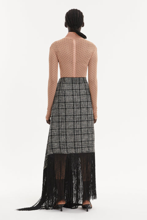 PONCHO-SKIRT WING FRINGE grey wool - S-L / Grey - TOP