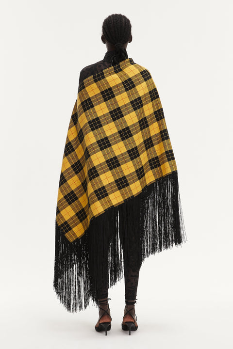 PONCHO-SKIRT WING FRINGE yellow wool - S-L / Yellow - TOP
