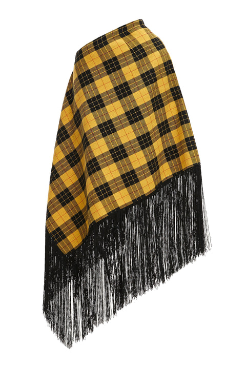 PONCHO-SKIRT WING FRINGE yellow wool - S-L / Yellow - TOP