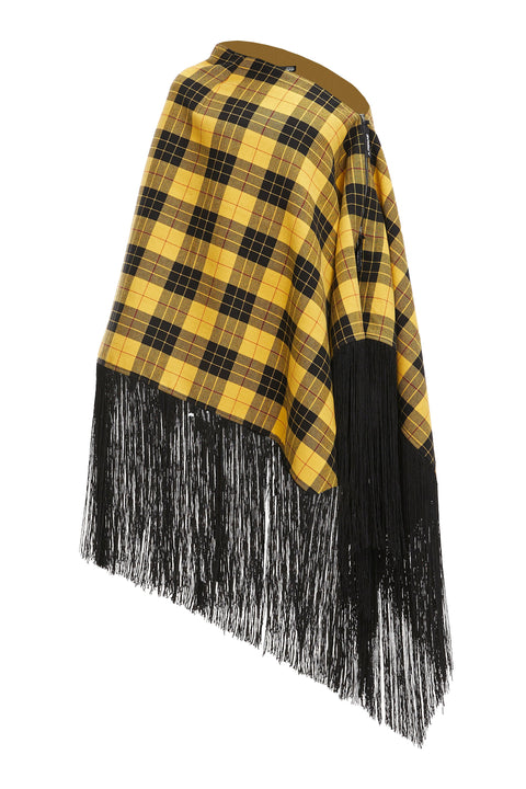 PONCHO-SKIRT WING FRINGE yellow wool - S-L / Yellow - TOP