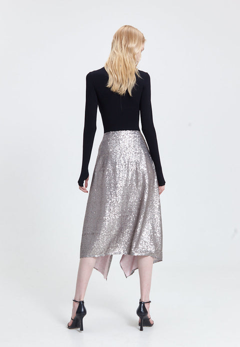 SKIRT WING paillettes silver - ONE SIZE / Paillettes beige -